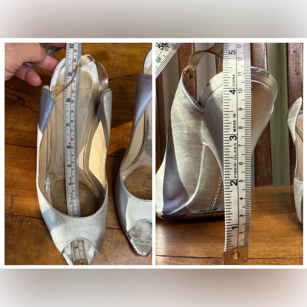 Vintage Gucci Silver Leather Slingback Heels – Size 7.5 - Picture 15 of 16